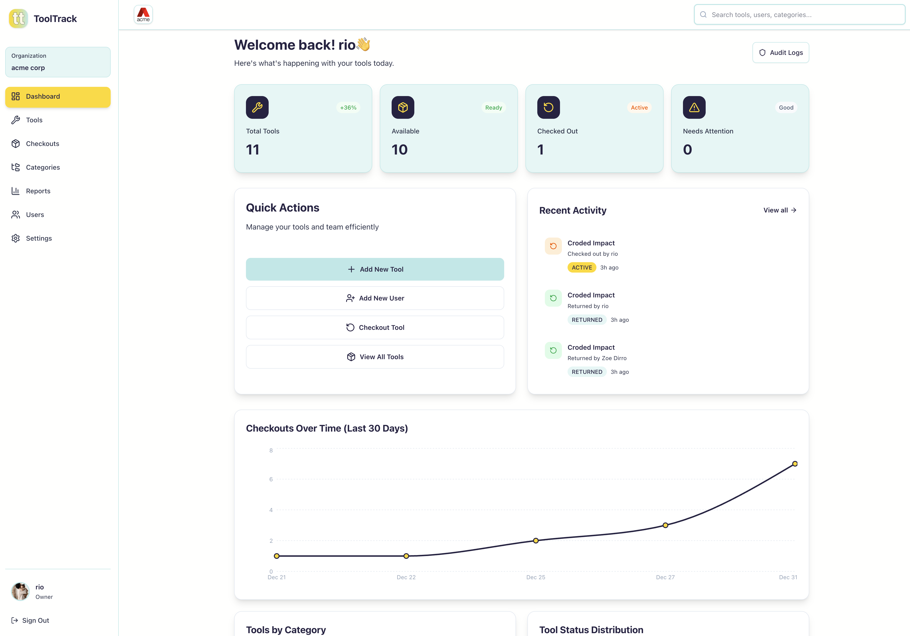 axeo Dashboard Preview